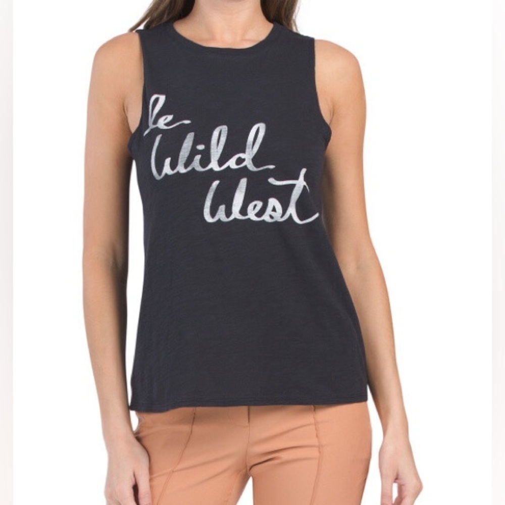 NWT Cinq á Sept Navy le Wild West Sleveless Tee Small